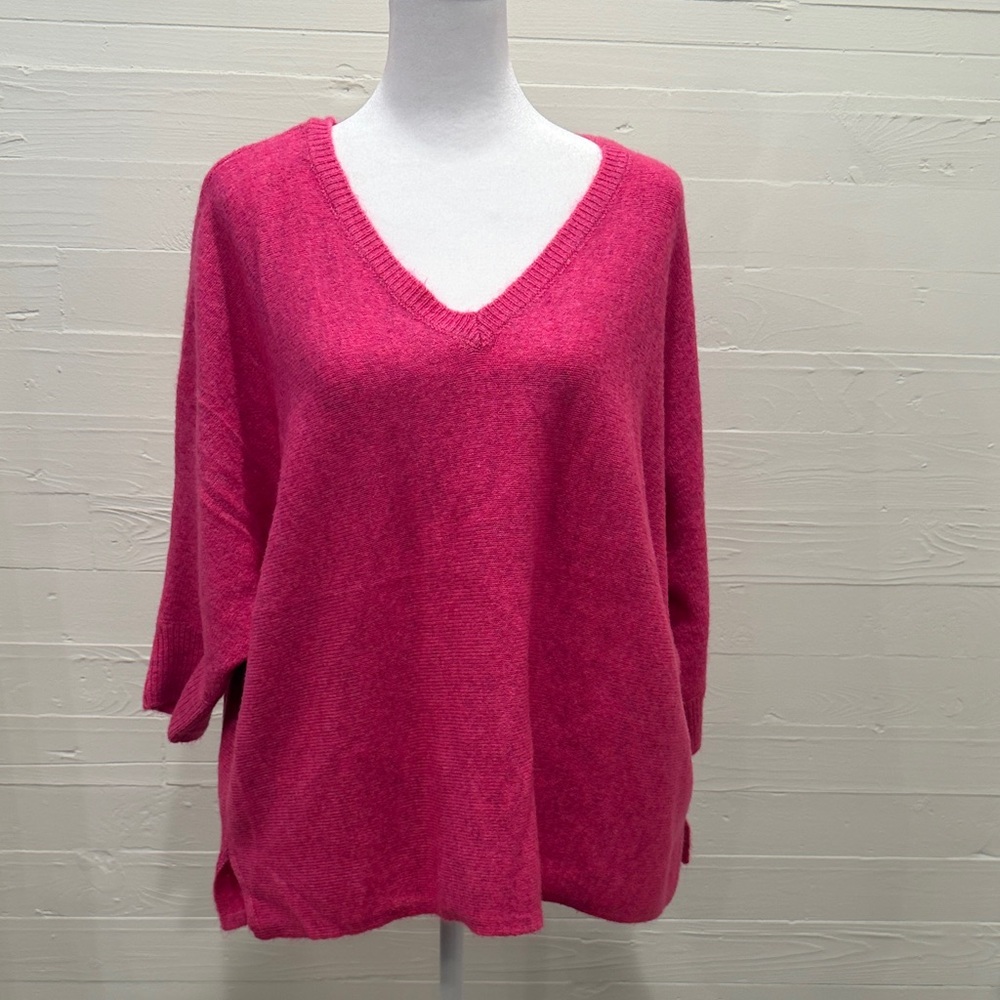 CeCe Bright Pink V-Neck Sweater